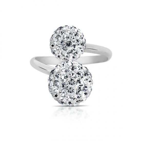 Double Glitz Crystals Silver Ring Double Glitz Crystals Silver Ring