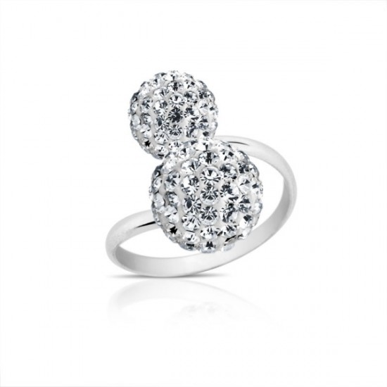 Double Glitz Crystals Silver Ring Double Glitz Crystals Silver Ring