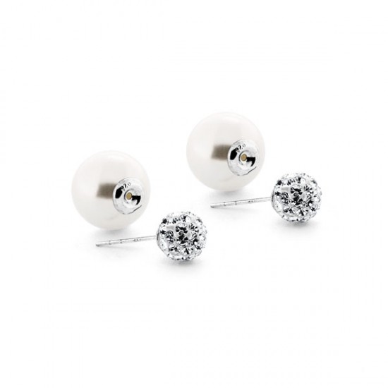Celebrity Crystal Pearl Silver Earrings Celebrity Crystal Pearl Silver Earrings