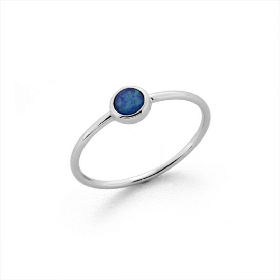 Blue Opal Mini Silver Ring Blue Opal Mini Silver Ring